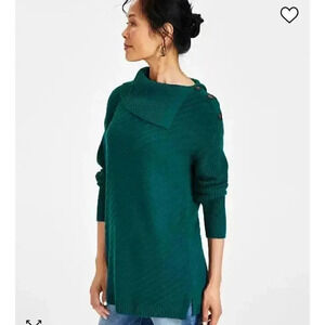 Style & Co Ribbed Button Blue Detail Tunic Sweater Size 1x